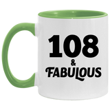 108th Birthday 108 & Fabulous - 11oz Accent Mug Green