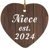 Niece Established EST. 2024 - Heart Ornament D