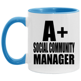 A+ Social Community Manager - 11oz Accent Mug Blue