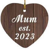 Mum Established EST. 2023 - Heart Ornament D