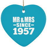 67th Anniversary Mr & Mrs Since 1957 - Heart Ornament