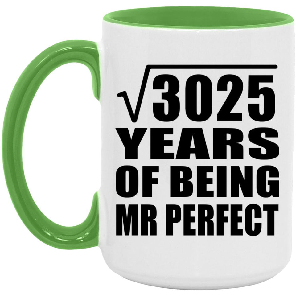 55th Anniversary Square Root of 3025 Years of Mr Perfect - 15oz Accent Mug Green