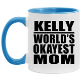 Kelly World's Okayest Mom - 11oz Accent Mug Blue