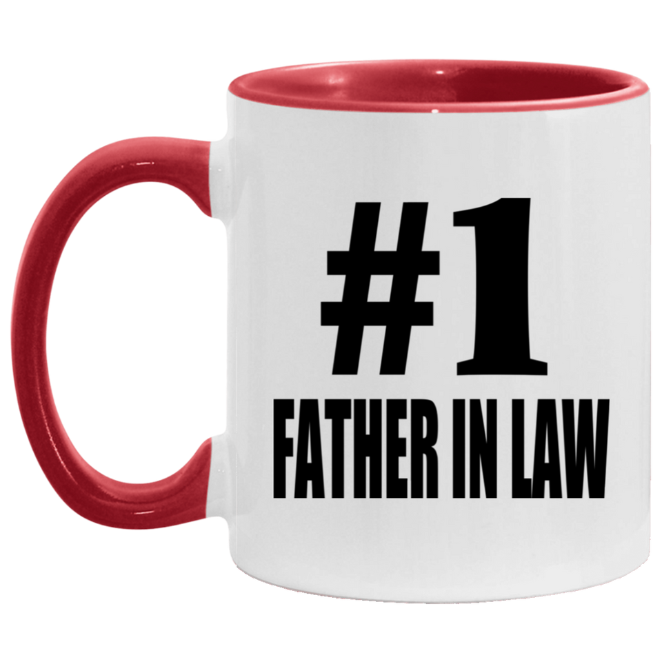 Number One #1 Father In Law - 11oz Accent Mug Red