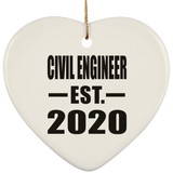 Civil Engineer Established EST. 2020 - Heart Ornament