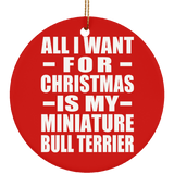 All I Want For Christmas Is My Miniature Bull Terrier - Circle Ornament