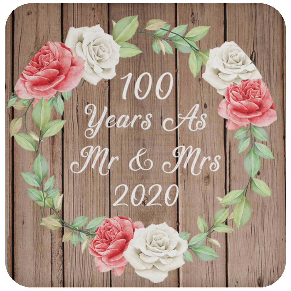 100th Anniversary 100 Years As Mr & Mrs 2020 - Drink Coaster B