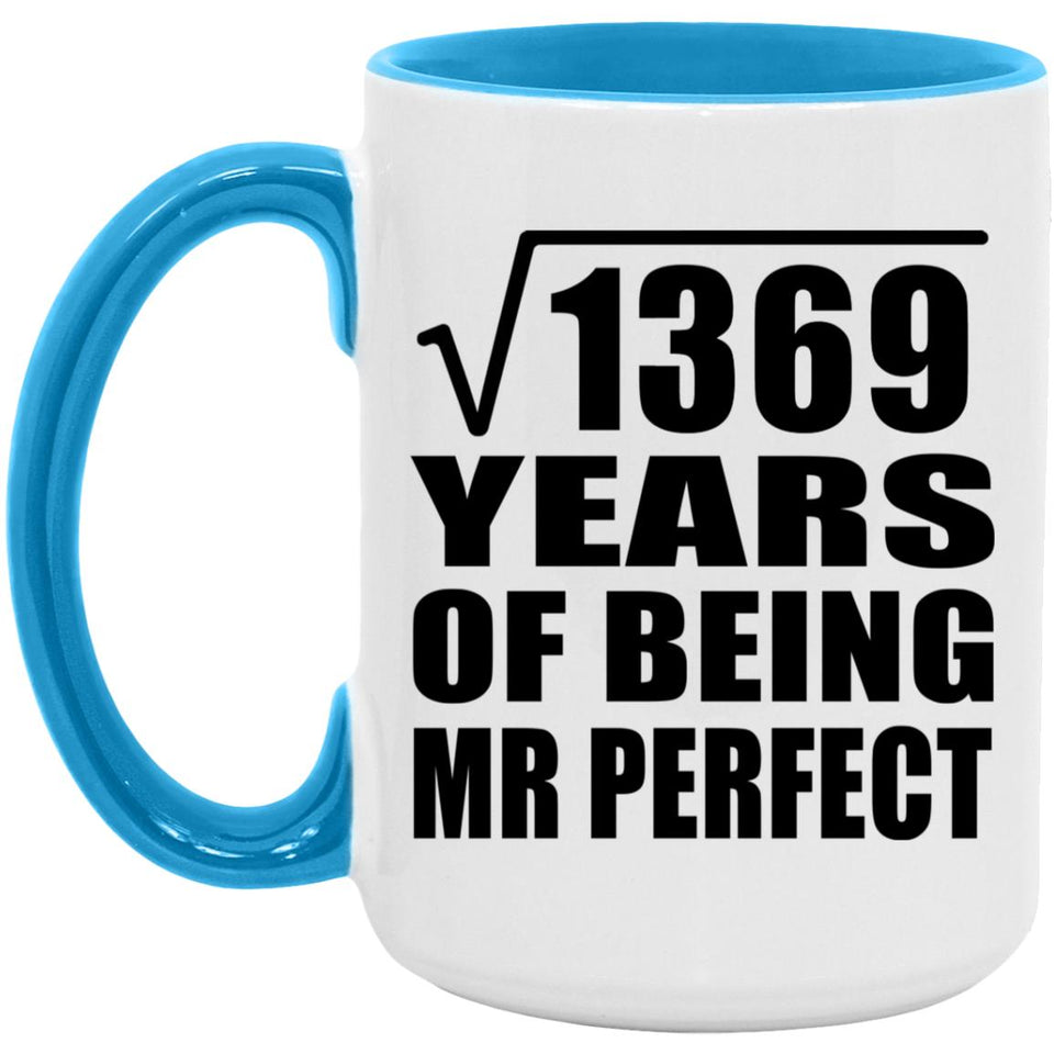 37th Anniversary Square Root of 1369 Years of Mr Perfect - 15oz Accent Mug Blue