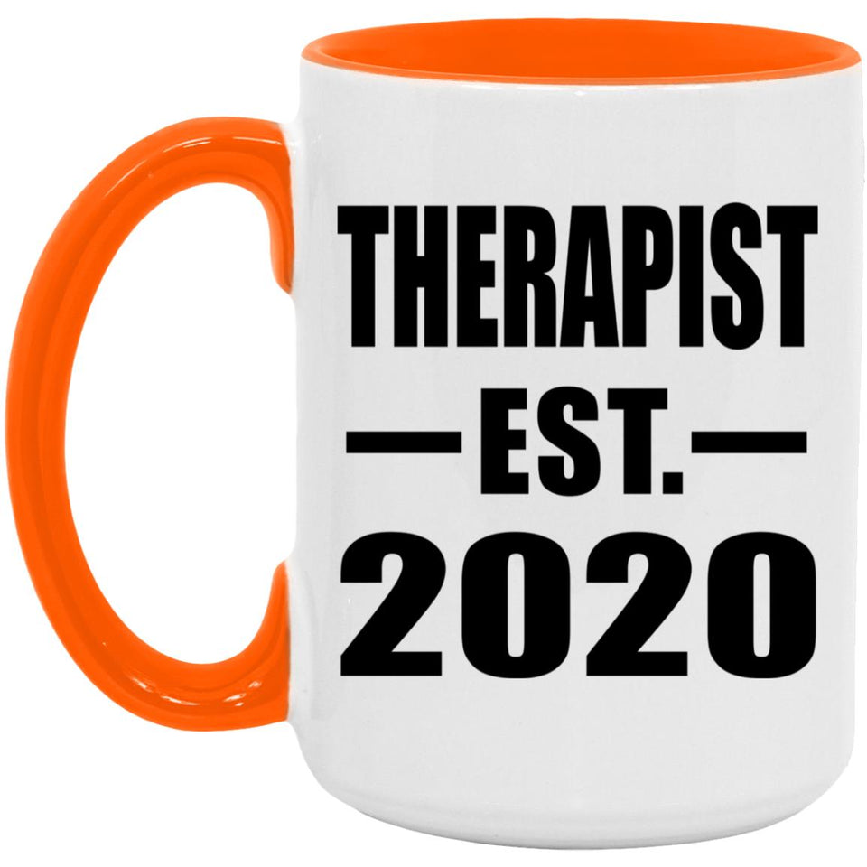 Therapist Established EST. 2020 - 15oz Accent Mug Orange