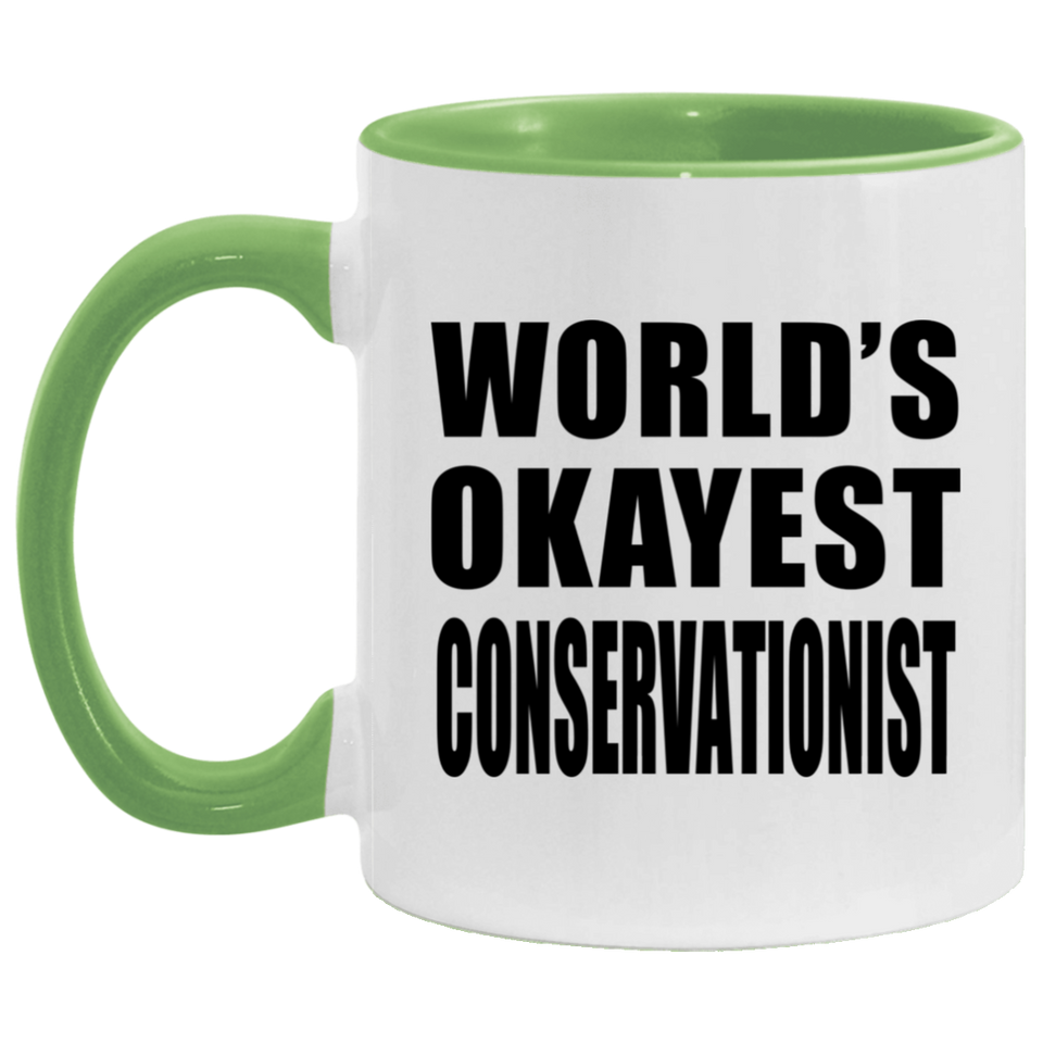 World's Okayest Conservationist - 11oz Accent Mug Green