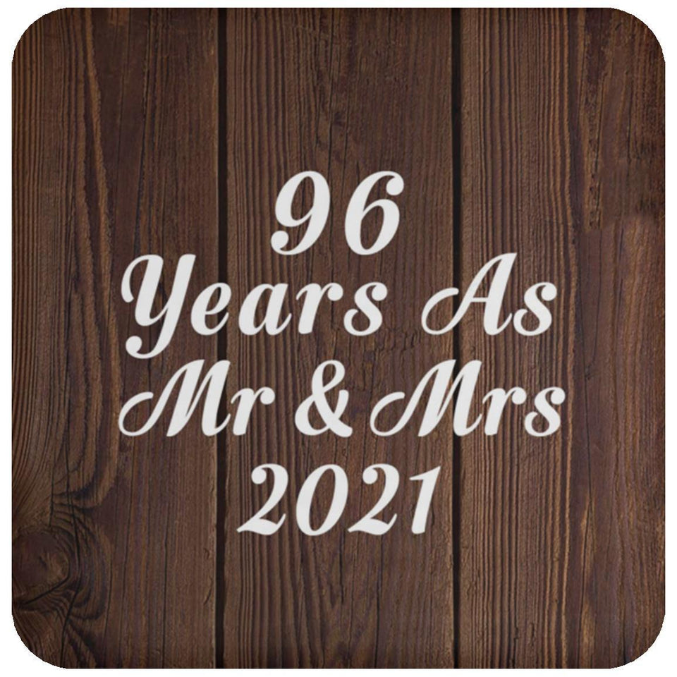 96th Anniversary 96 Years As Mr & Mrs 2021 - Drink Coaster D