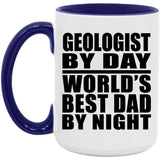 Geologist By Day World's Best Dad By Night - 15oz Accent Mug Purple