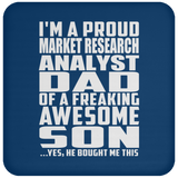 Proud Market Research Analyst Dad Of Awesome Son - Drink Coaster