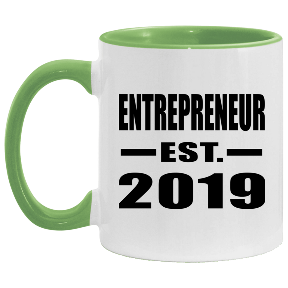 Entrepreneur Established EST. 2019 - 11oz Accent Mug Green