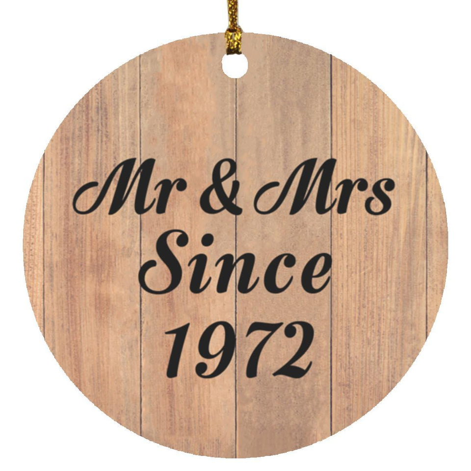 52nd Anniversary Mr & Mrs Since 1972 - Circle Ornament C