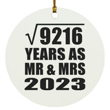 96th Anniversary Square Root of 9216 Years As Mr & Mrs 2023 - Circle Ornament