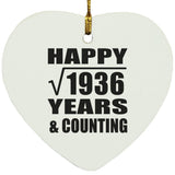 Happy 44th Anniversary Square Root of 1936 Years & Counting - Heart Ornament