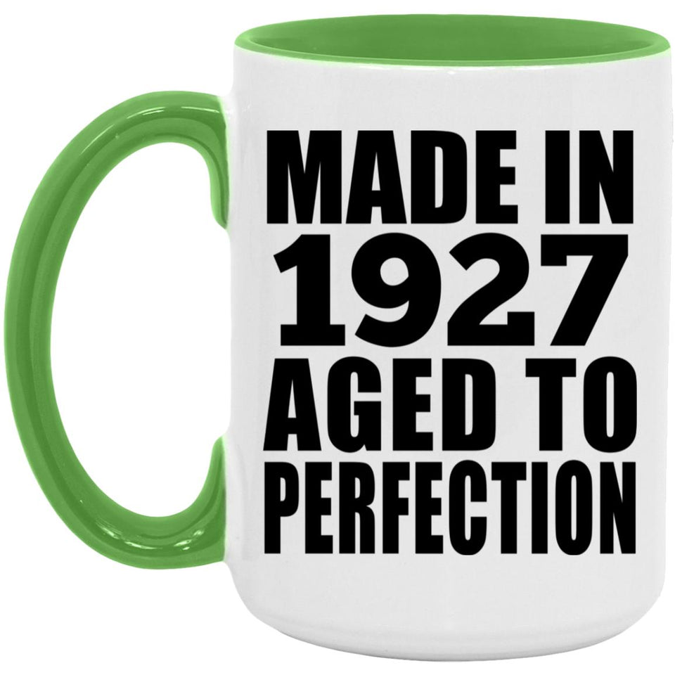 97th Birthday Made In 1927 Aged to Perfection - 15oz Accent Mug Green