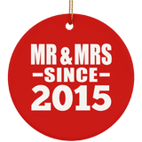 9th Anniversary Mr & Mrs Since 2015 - Circle Ornament
