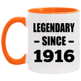 108th Birthday Legendary Since 1916 - 11oz Accent Mug Orange