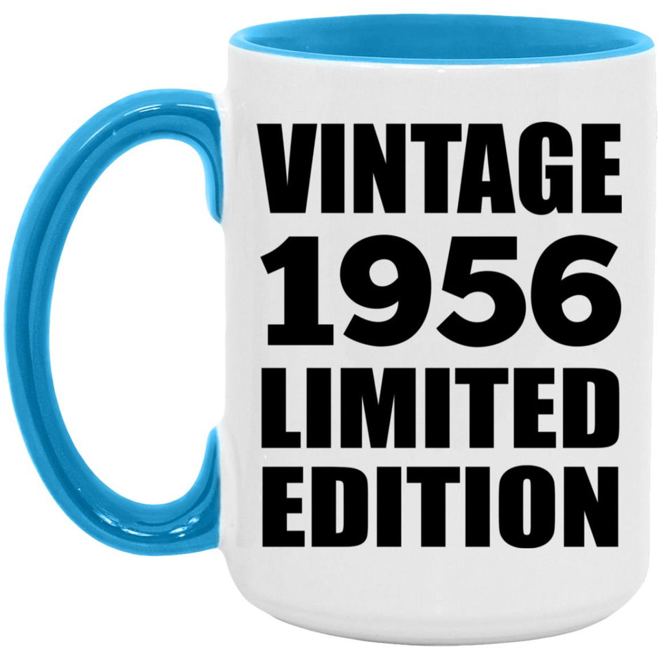 68th Birthday Vintage 1956 Limited Edition - 15oz Accent Mug Blue
