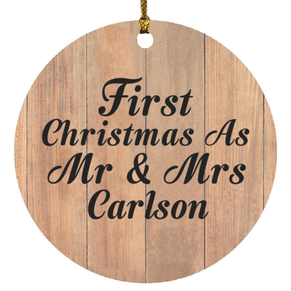 First Christmas As Mr & Mrs Carlson - Circle Ornament C