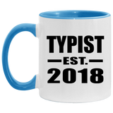 Typist Established EST. 2018 - 11oz Accent Mug Blue