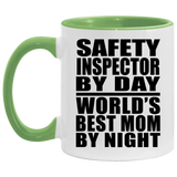 Safety Inspector By Day World's Best Mom By Night - 11oz Accent Mug Green