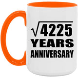 65th Anniversary Square Root of 4225 Years Anniversary - 15oz Accent Mug Orange