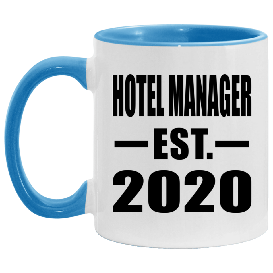 Hotel Manager Established EST. 2020 - 11oz Accent Mug Blue