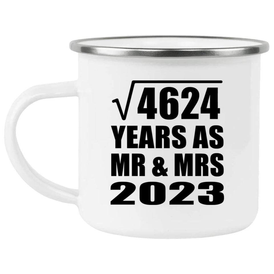 68th Anniversary Square Root of 4624 Years As Mr & Mrs 2023 - 12oz Camping Mug