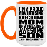 Proud Advertising Executive Mom Of Awesome Son - 15oz Accent Mug Orange