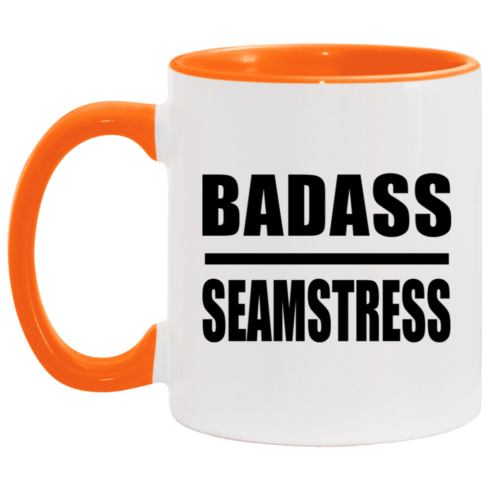 Badass Seamstress - 11oz Accent Mug Orange
