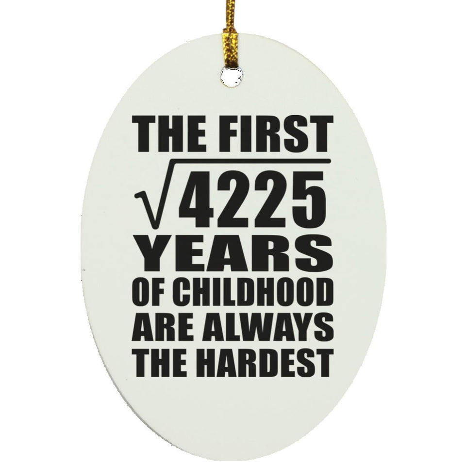 65th Birthday Square Root of 4225 Years of Childhood - Oval Ornament