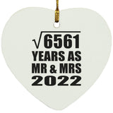 81st Anniversary Square Root of 6561 Years As Mr & Mrs 2022 - Heart Ornament