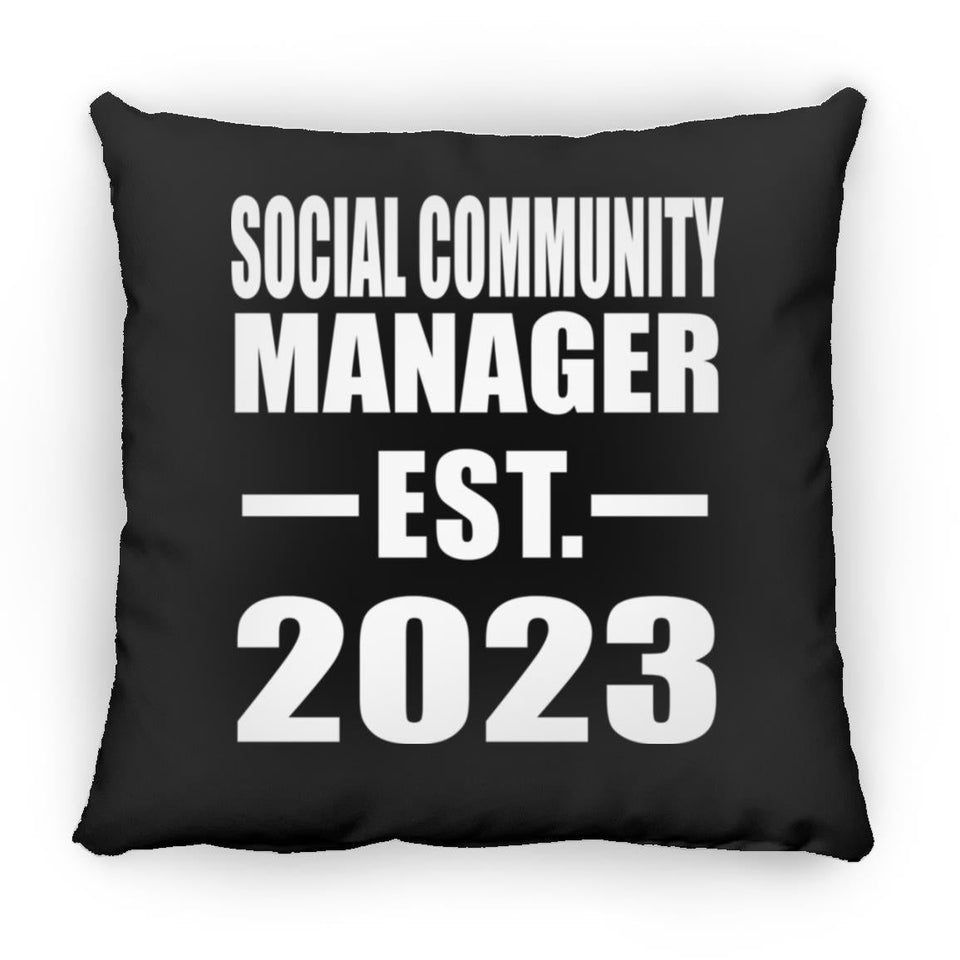 Social Community Manager Established EST. 2023 - Throw Pillow Black