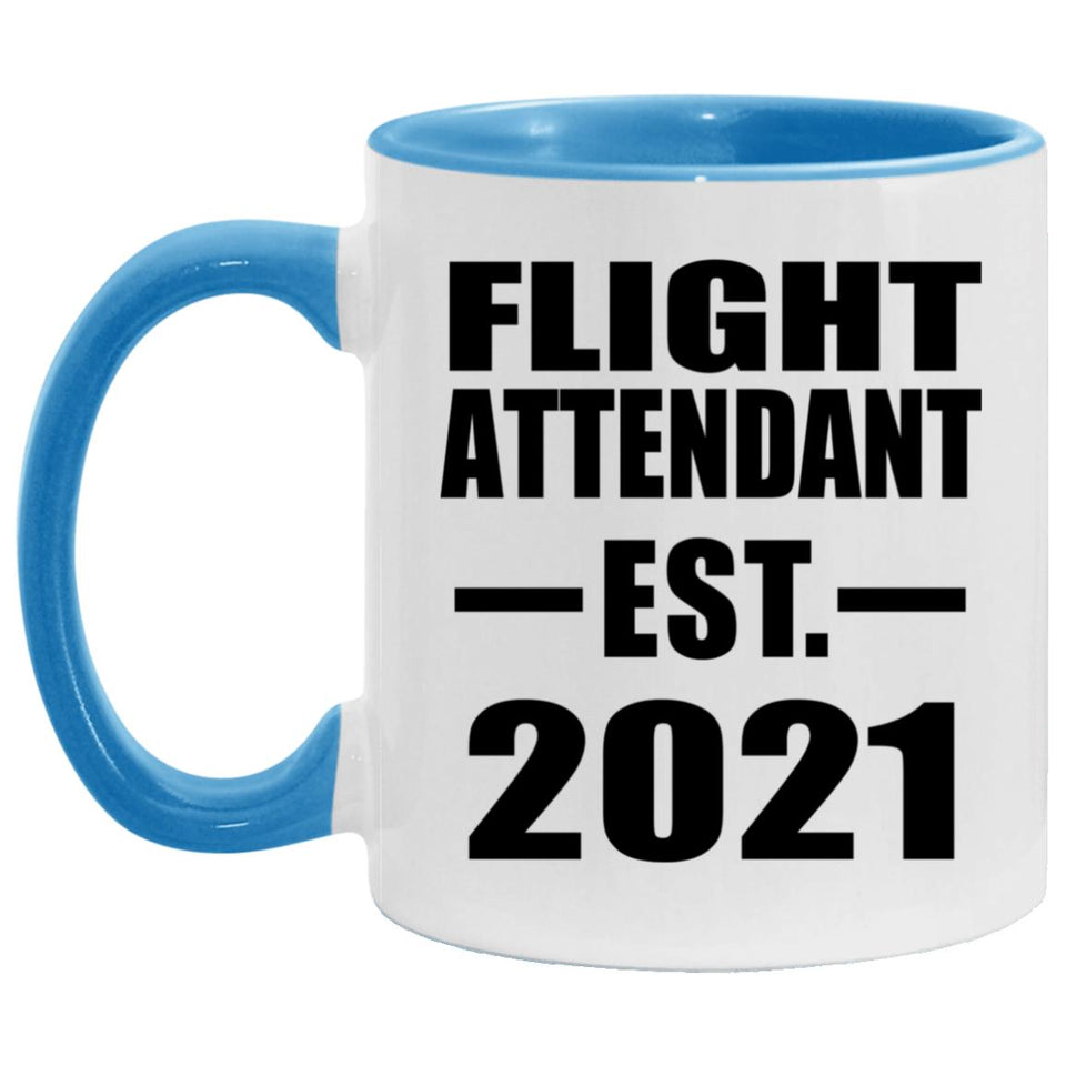 Flight Attendant Established EST. 2021 - 11oz Accent Mug Blue