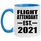 Flight Attendant Established EST. 2021 - 11oz Accent Mug Blue