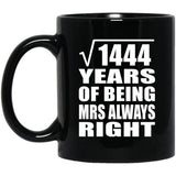 38th Anniversary Square Root of 1444 Years Mrs Always Right - 11oz Coffee Mug Black