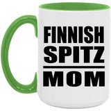 Finnish Spitz Mom - 15oz Accent Mug Green