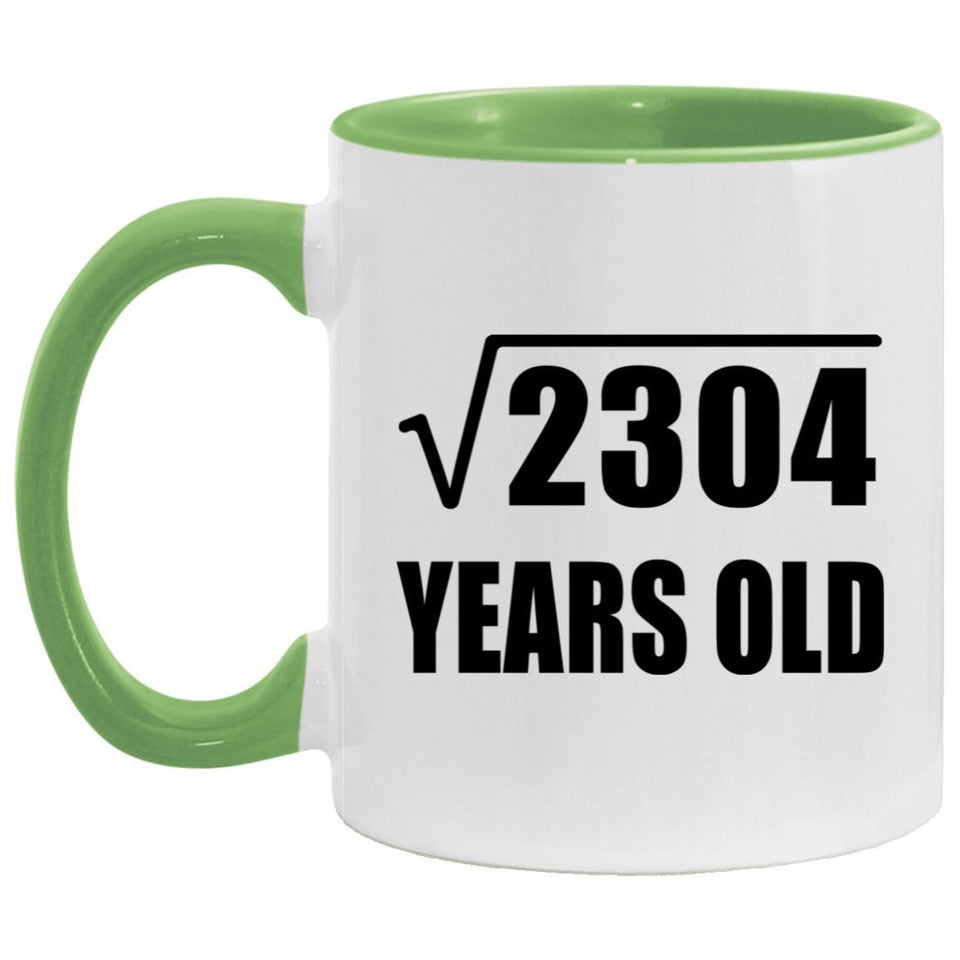 48th Birthday Square Root of 2304 Years Old - 11oz Accent Mug Green