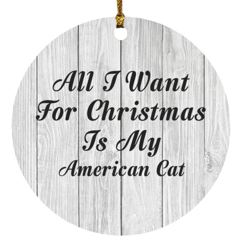 All I Want For Christmas Is My American Cat - Circle Ornament F