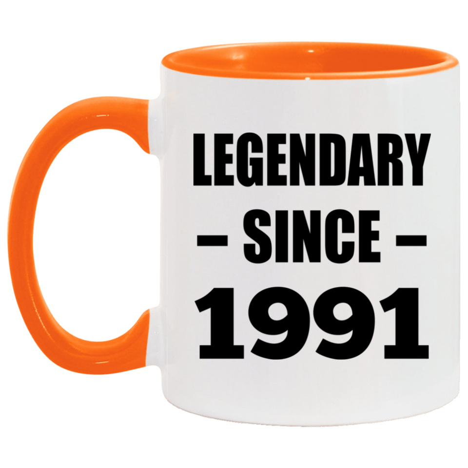 33rd Birthday Legendary Since 1991 - 11oz Accent Mug Orange