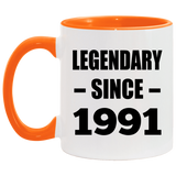 33rd Birthday Legendary Since 1991 - 11oz Accent Mug Orange