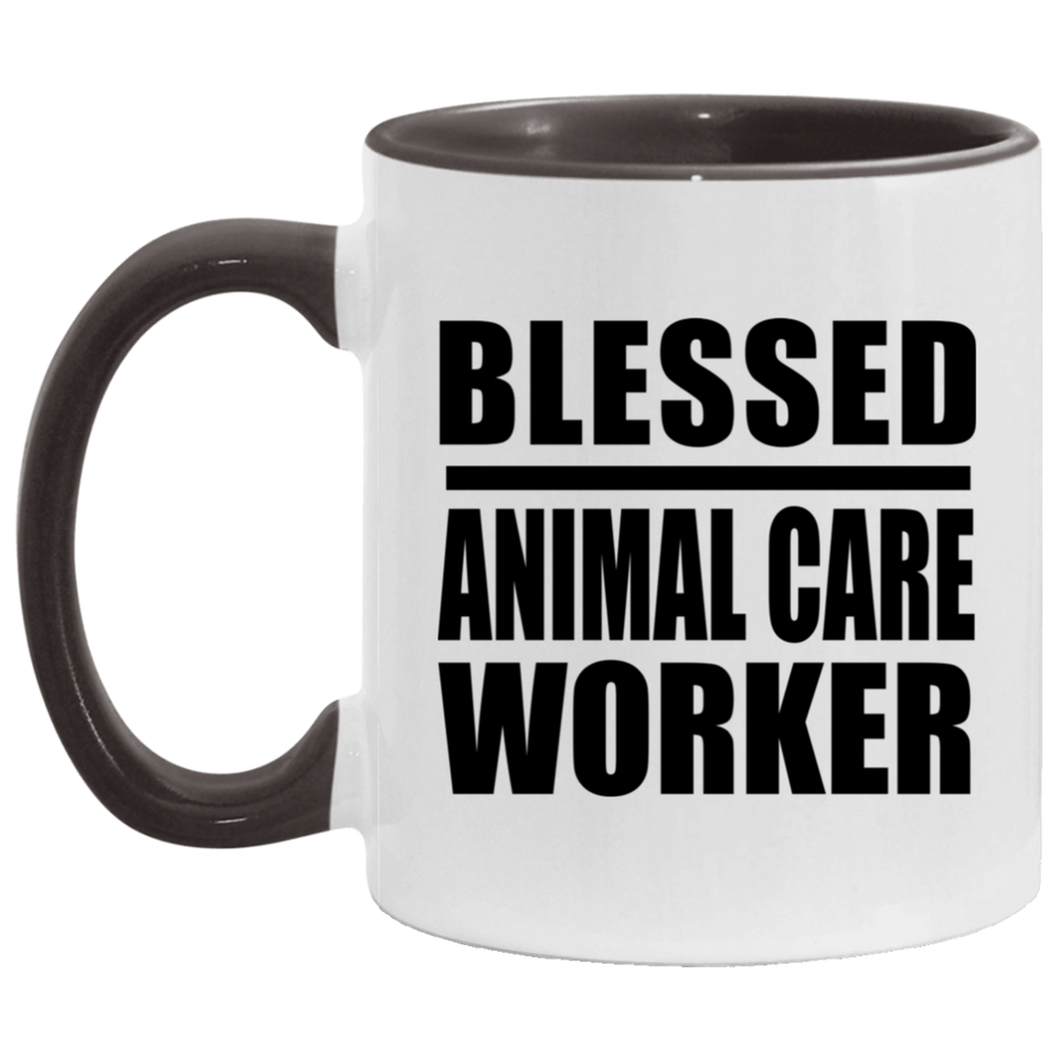 Blessed Animal Care Worker - 11oz Accent Mug Black