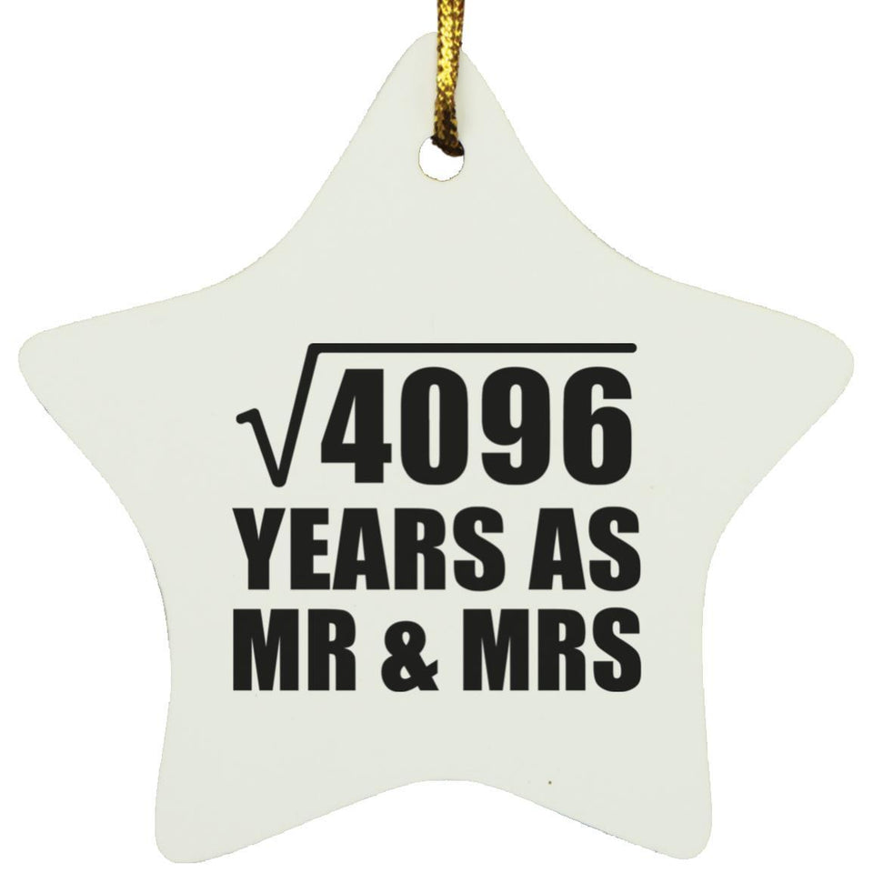 64th Anniversary Square Root of 4096 Years As Mr & Mrs - Star Ornament