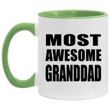 Most Awesome Granddad - 11oz Accent Mug Green