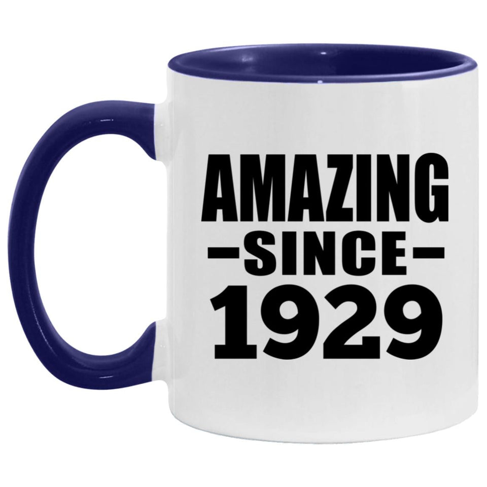 95th Birthday Amazing Since 1929 - 11oz Accent Mug Purple