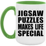 Jigsaw Puzzles Makes Life Special - 15oz Accent Mug Green