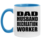Dad Husband Recreation Worker - 11oz Accent Mug Blue